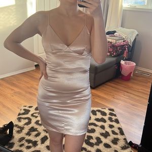 Pink Stretch Satin Mini Dress XS